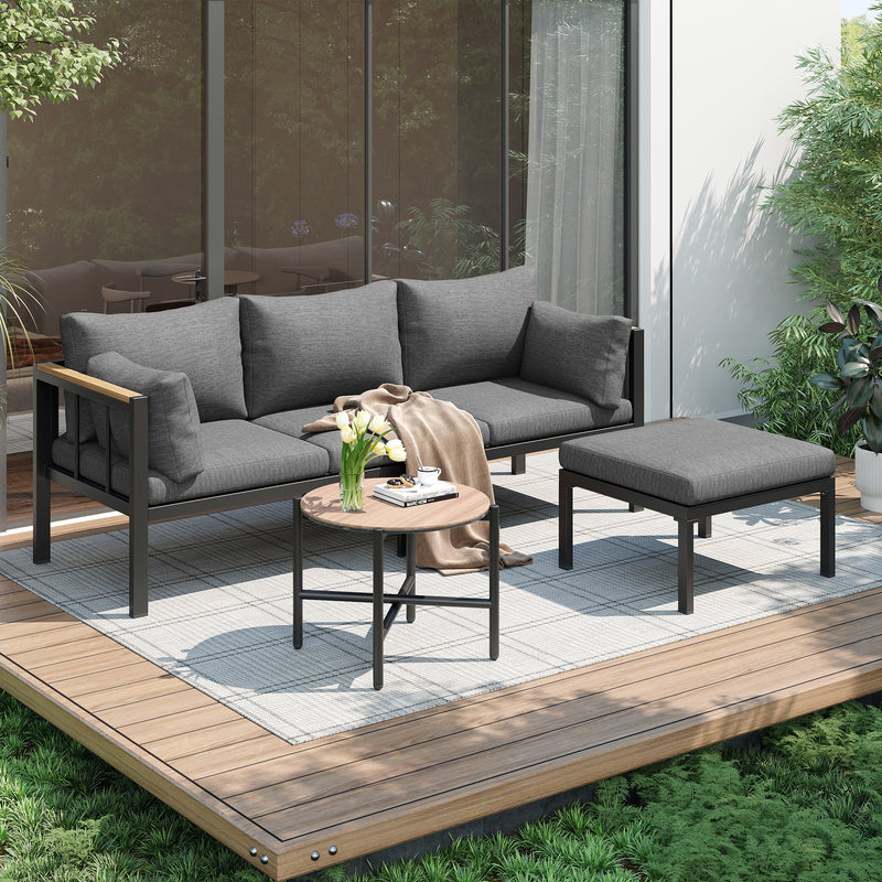 Modern Corner Lounge Set with Footstool