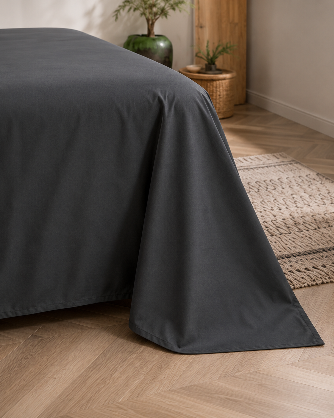 Relaxed cotton bedding set, folded detail