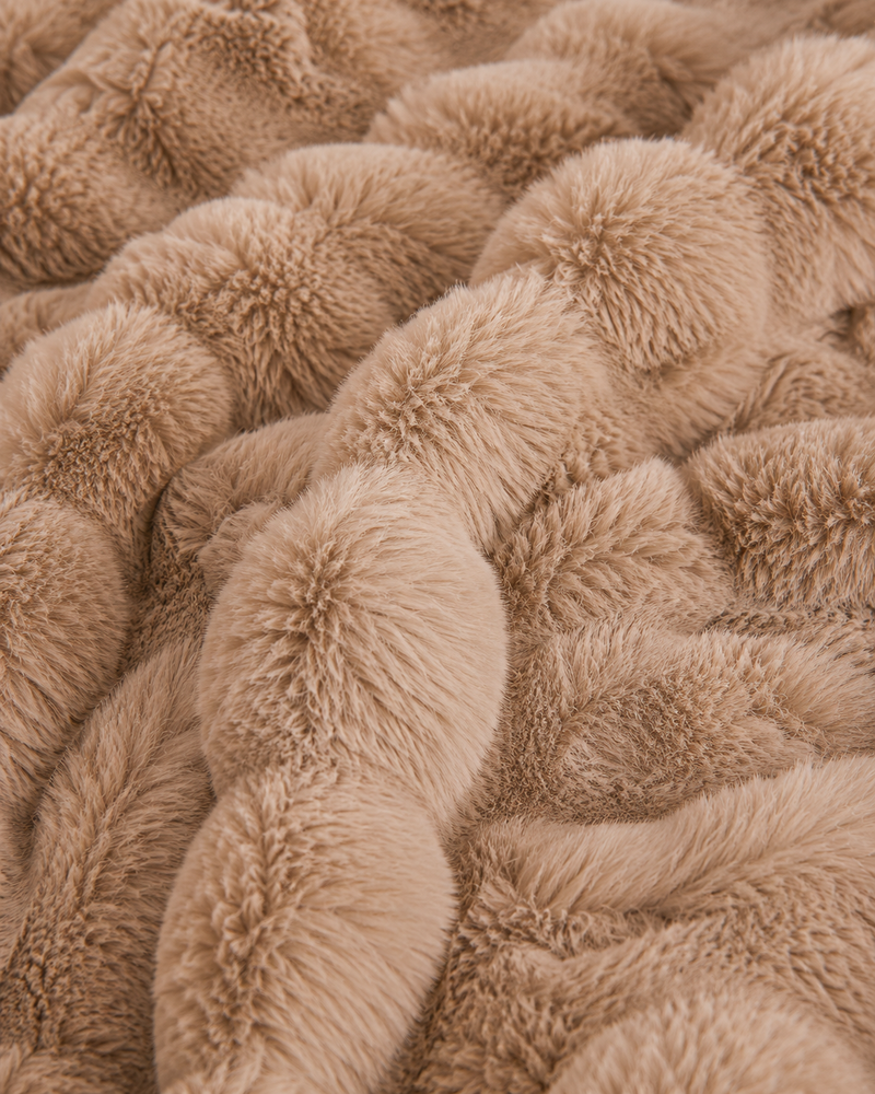 Ruched cloud blanket in oatmeal, second view