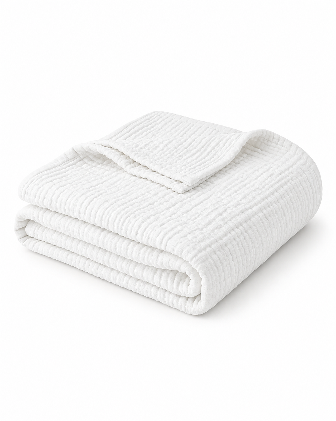 Muslin cotton blanket in white, folded