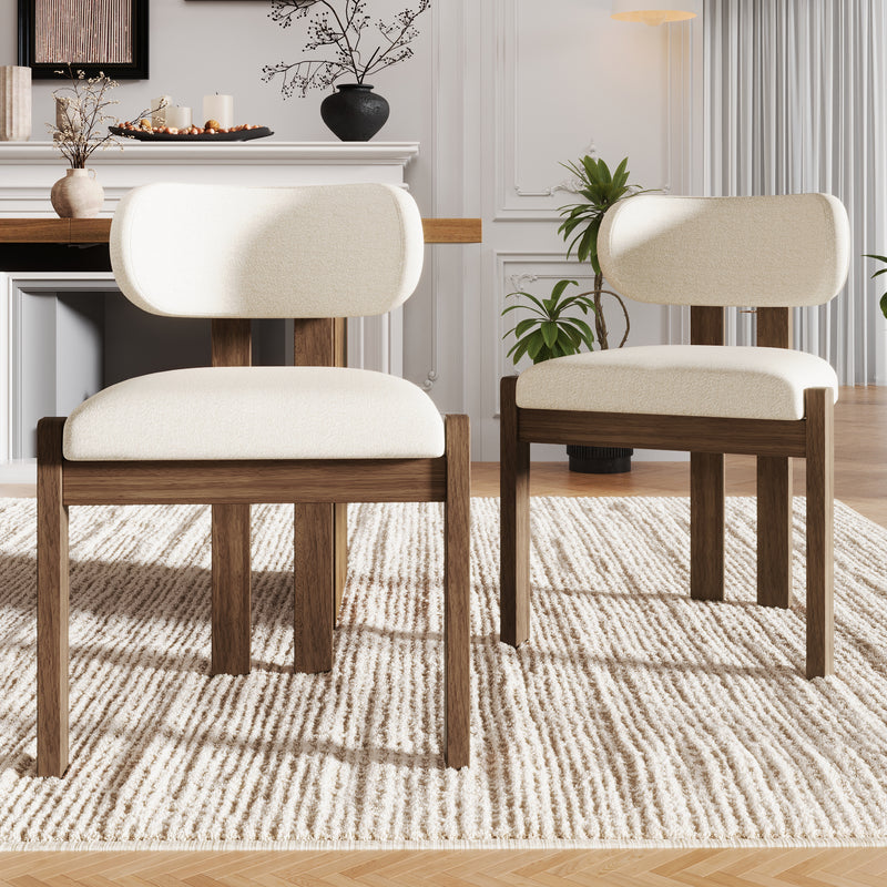 Bouclé Dining Chairs — Set of 4