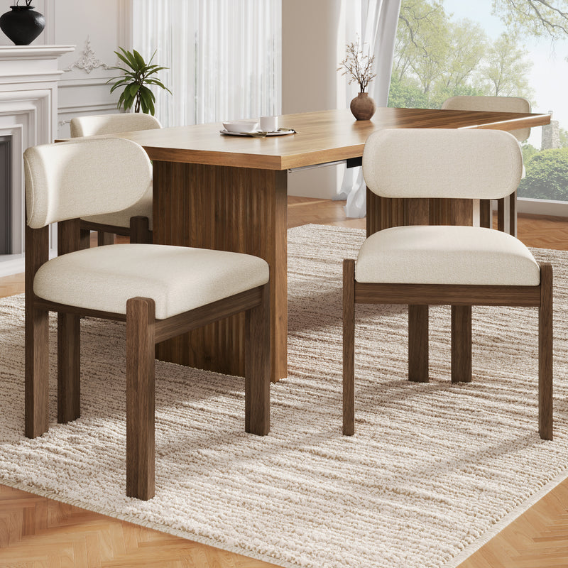 Bouclé Dining Chairs — Set of 4