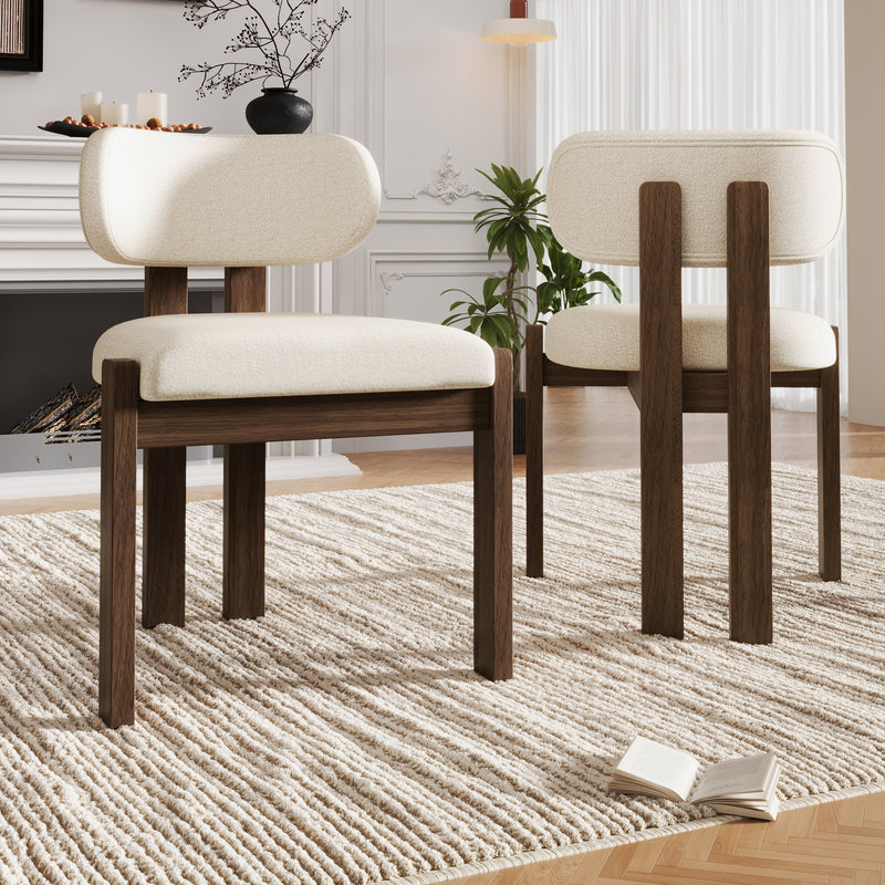 Bouclé Dining Chairs — Set of 4