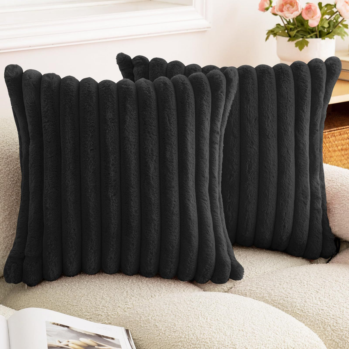 Ruched Plush Cushion Cover