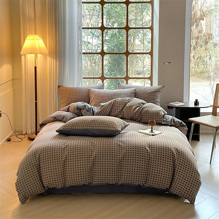 Houndstooth Double-Layer Cotton Bedding Set