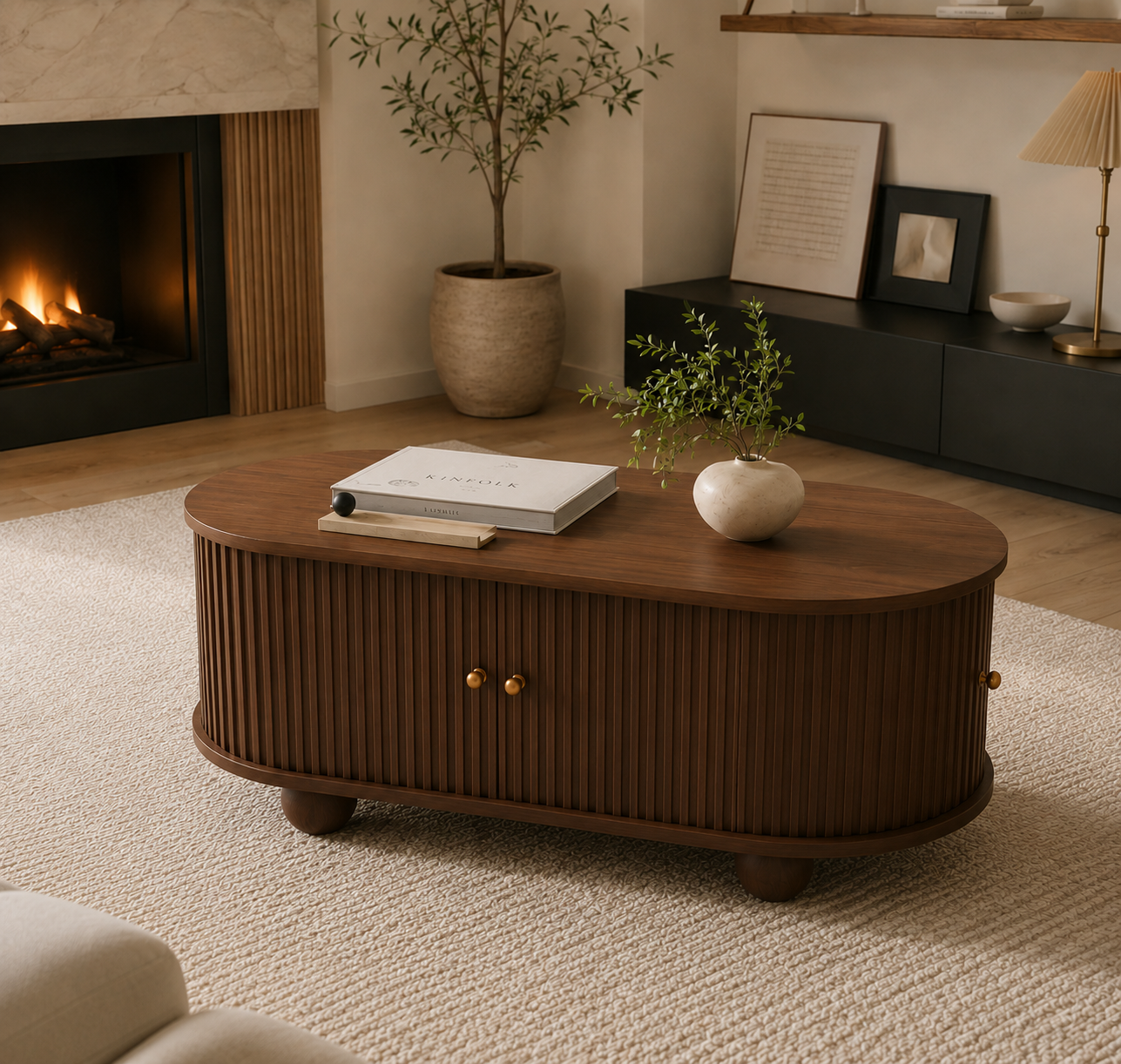 Fluted Oval Coffee Table