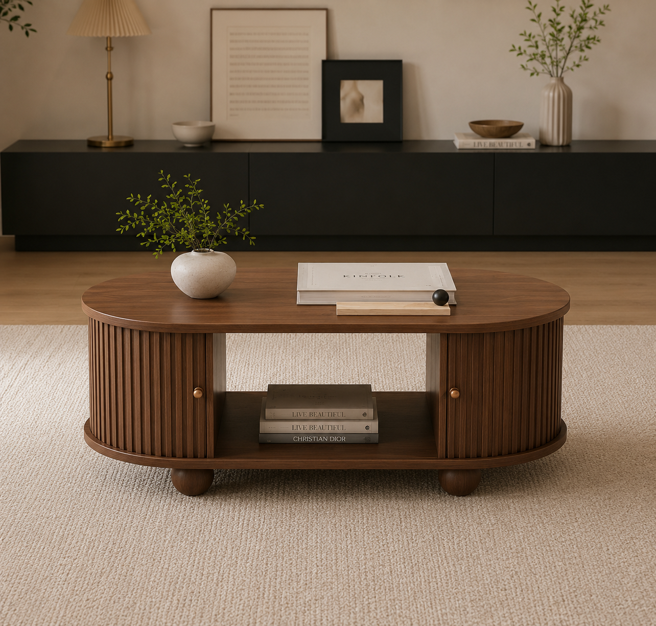 Fluted Oval Coffee Table