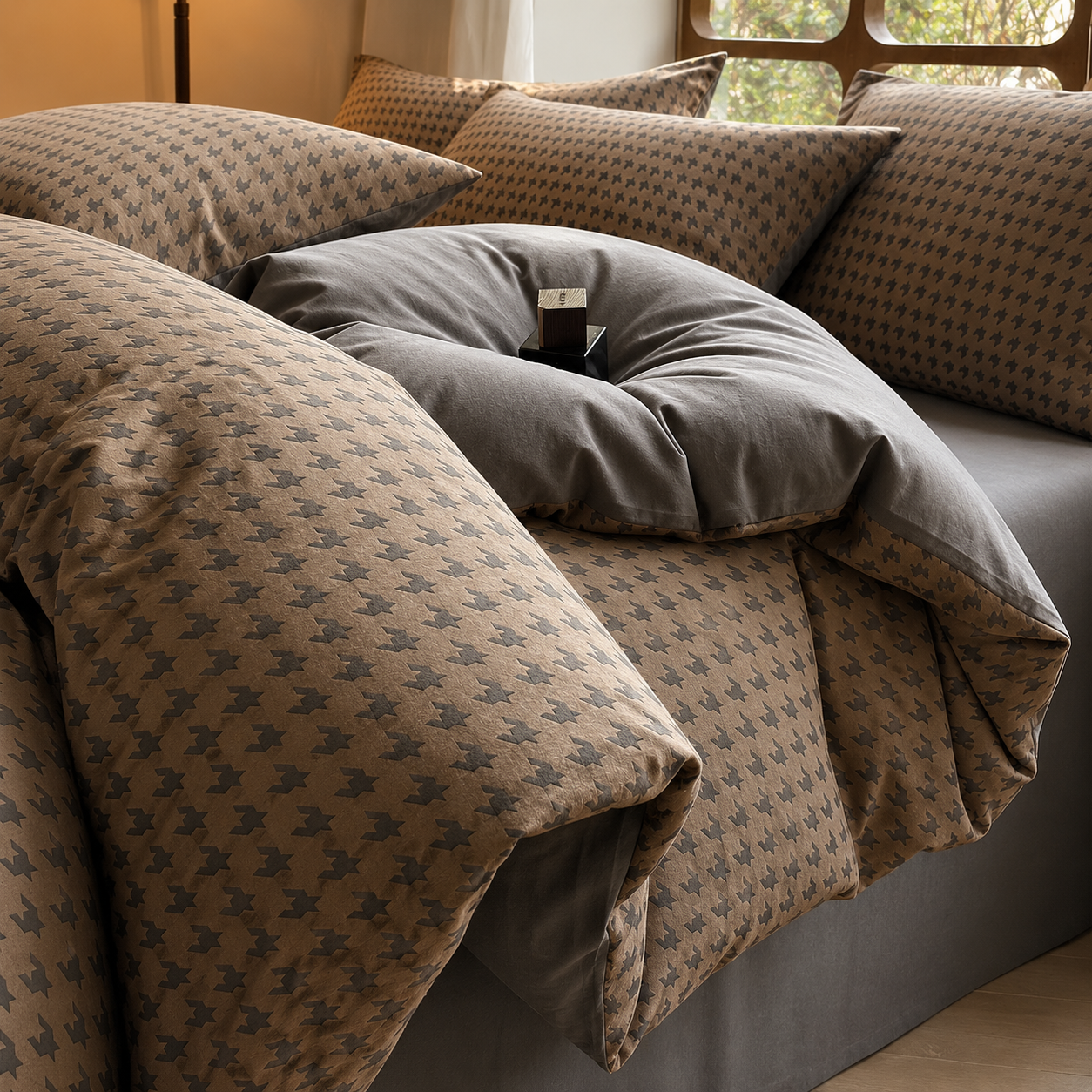 Houndstooth Double-Layer Cotton Bedding Set