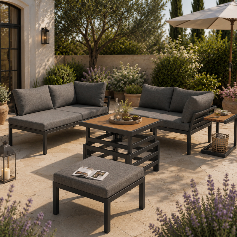 Two-Sofa Garden Set with Ottoman