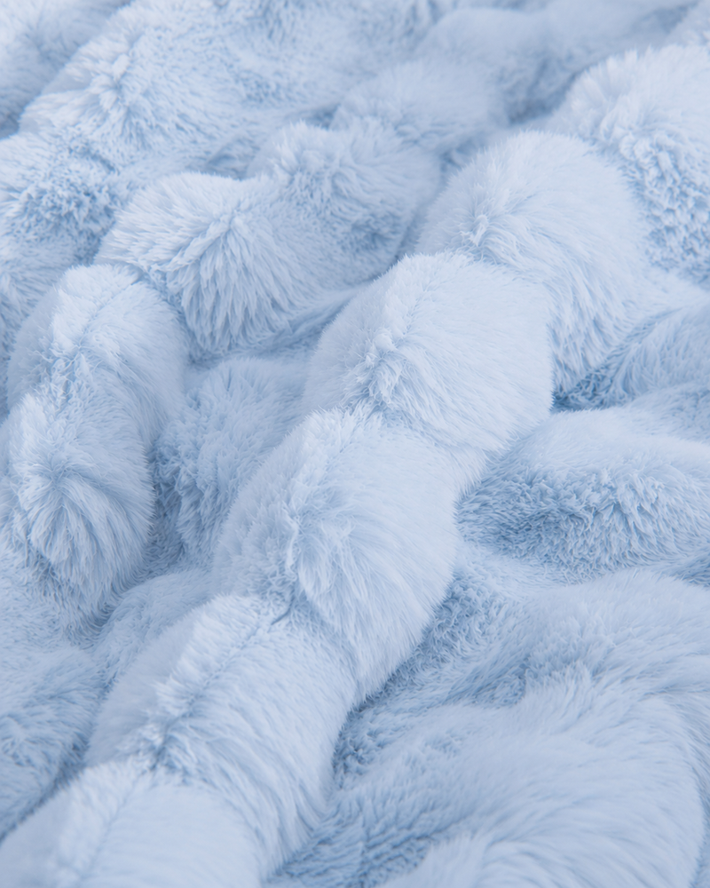 Ruched cloud blanket in powder blue, third view