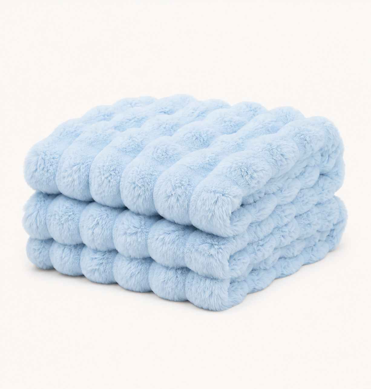 Ruched cloud blanket in powder blue, fourth view