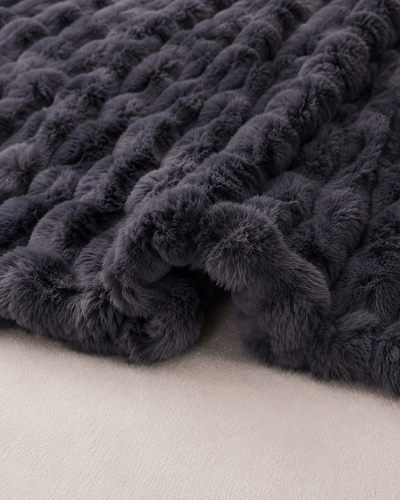 Ruched cloud blanket in charcoal, second view