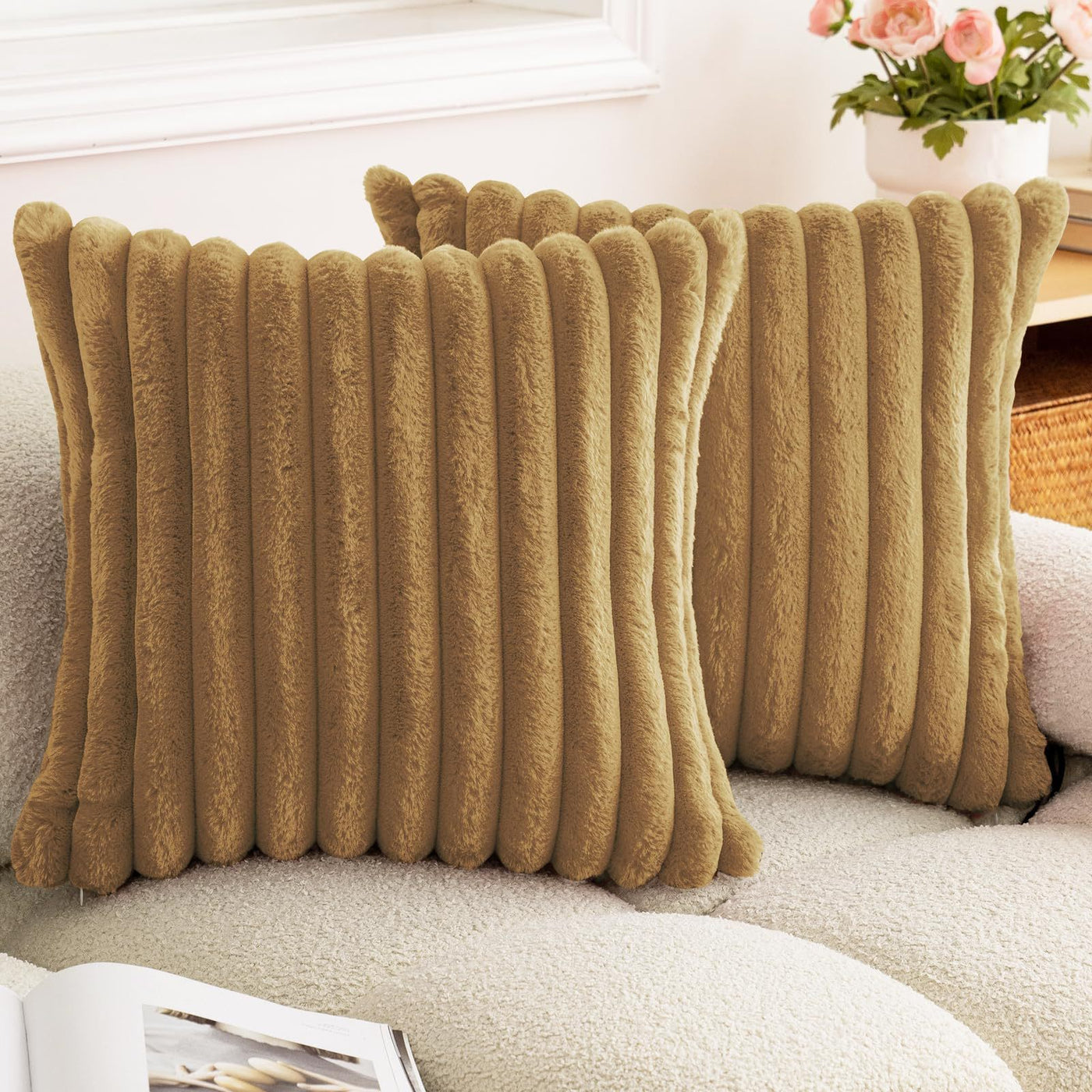 Ruched Plush Cushion Cover