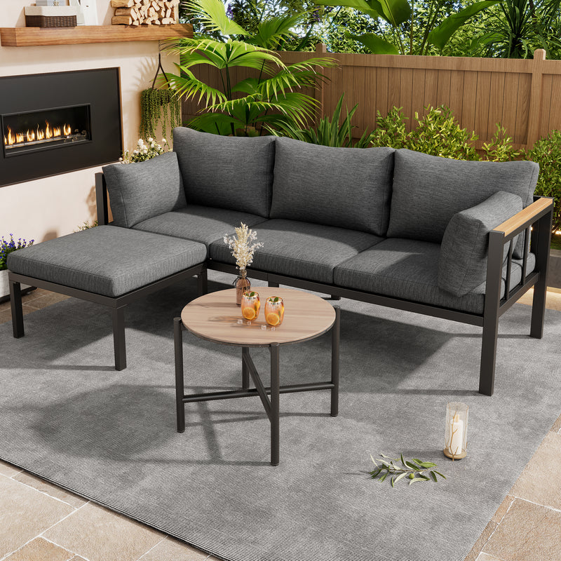 Modern Corner Lounge Set with Footstool